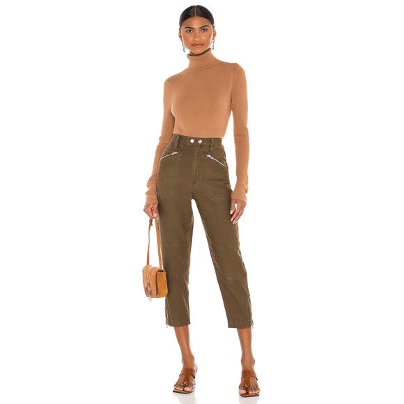 Frame Moto Zip Crop Pants in Washed Army | Size 24 - Picture 6 of 6